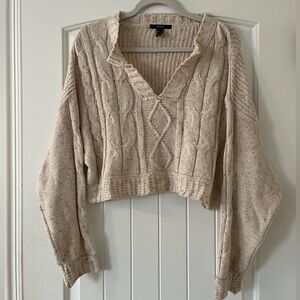 Tan F21 Cropped Sweater